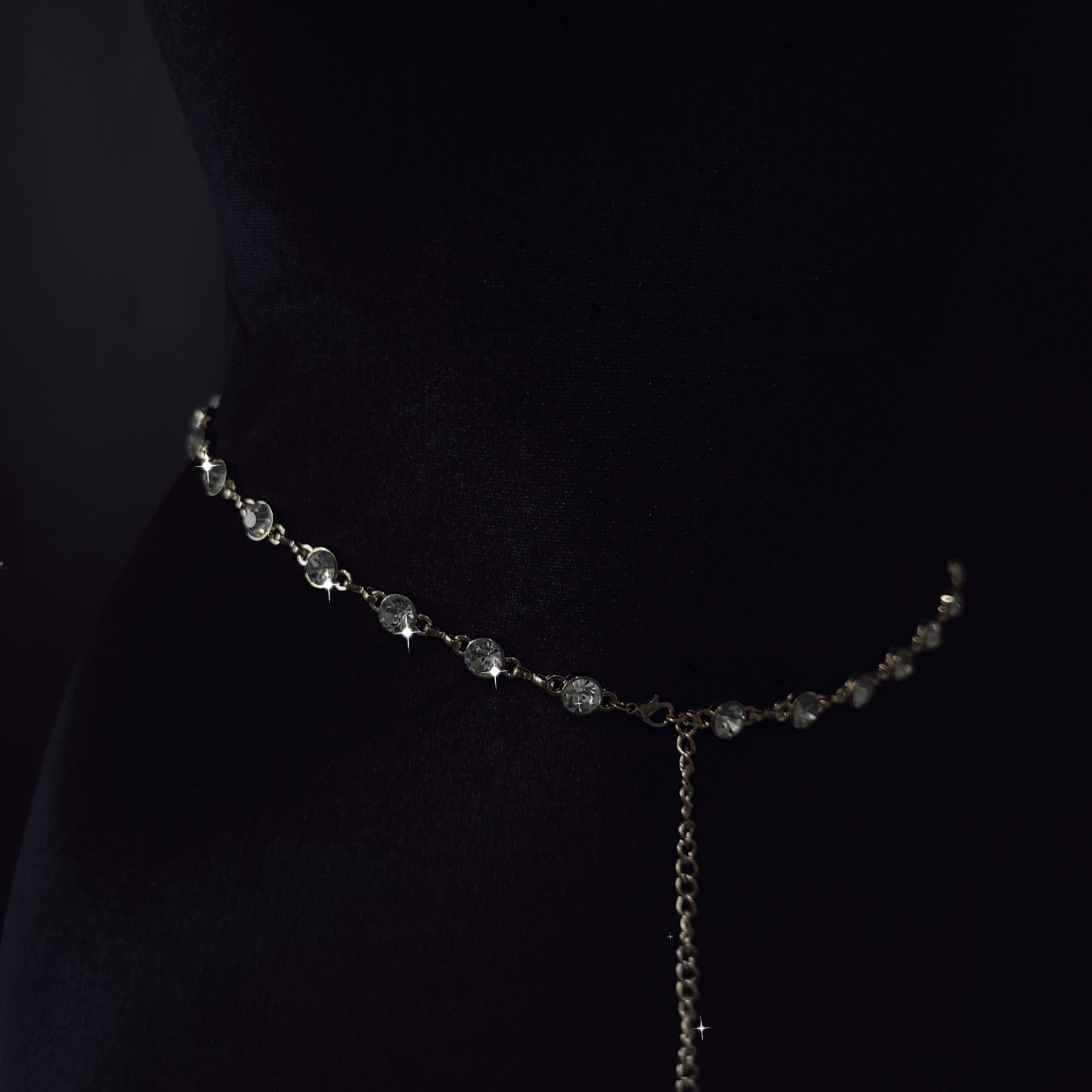 Image of sex toys diamond set cross baroque style necklace breast clamp waist chain anal plug sm stimulation training male